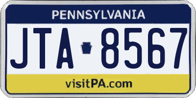 PA license plate JTA8567