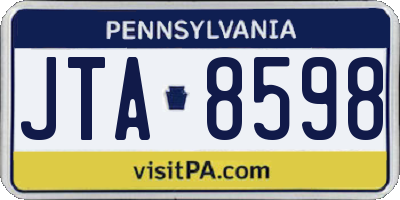 PA license plate JTA8598