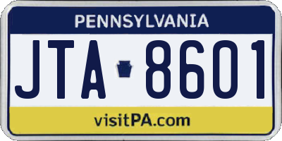PA license plate JTA8601