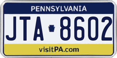 PA license plate JTA8602