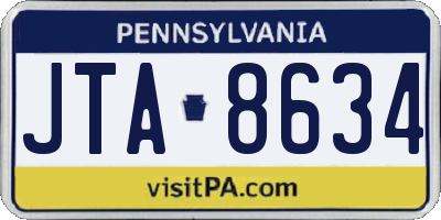 PA license plate JTA8634