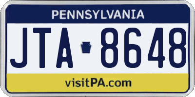 PA license plate JTA8648