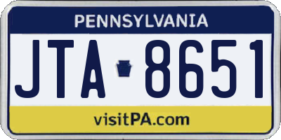 PA license plate JTA8651