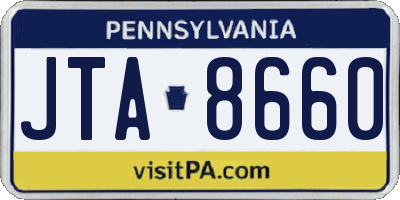 PA license plate JTA8660