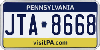 PA license plate JTA8668