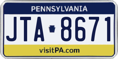 PA license plate JTA8671