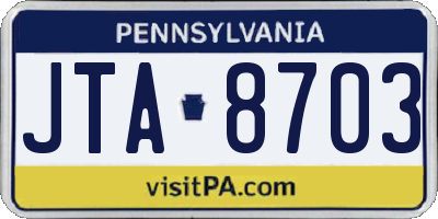 PA license plate JTA8703