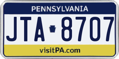 PA license plate JTA8707