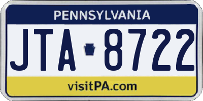 PA license plate JTA8722