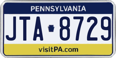 PA license plate JTA8729