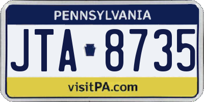PA license plate JTA8735