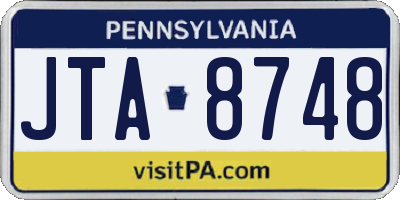 PA license plate JTA8748