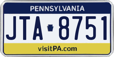 PA license plate JTA8751