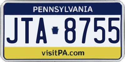 PA license plate JTA8755