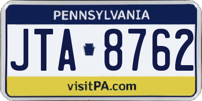 PA license plate JTA8762