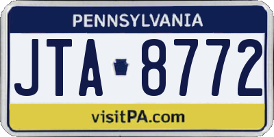 PA license plate JTA8772