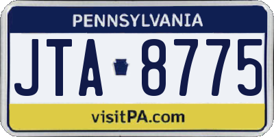 PA license plate JTA8775