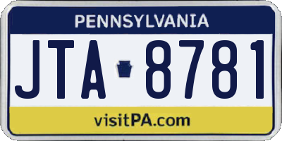 PA license plate JTA8781