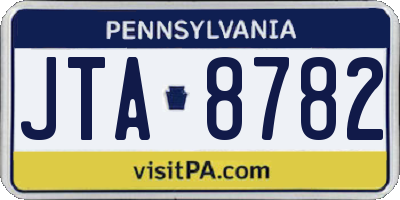 PA license plate JTA8782
