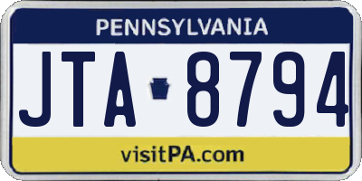 PA license plate JTA8794