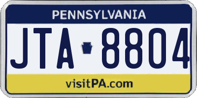 PA license plate JTA8804