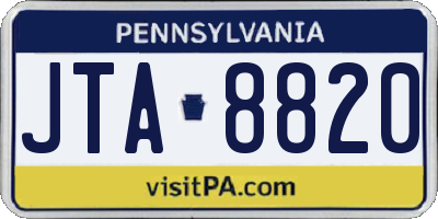 PA license plate JTA8820
