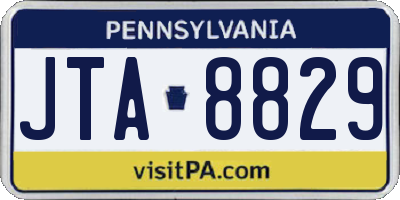 PA license plate JTA8829