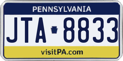 PA license plate JTA8833