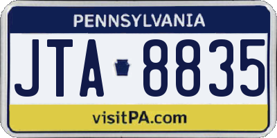 PA license plate JTA8835