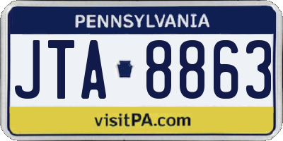 PA license plate JTA8863
