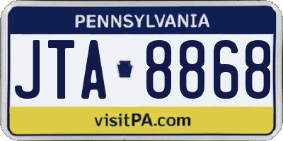 PA license plate JTA8868