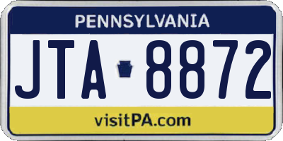 PA license plate JTA8872