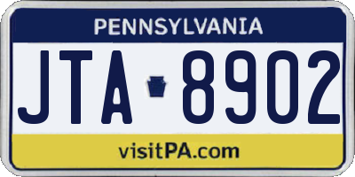 PA license plate JTA8902