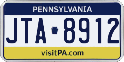 PA license plate JTA8912