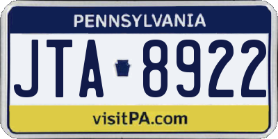 PA license plate JTA8922