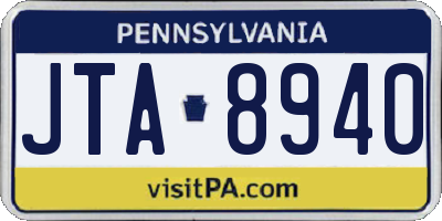 PA license plate JTA8940