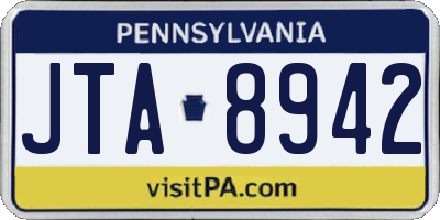 PA license plate JTA8942