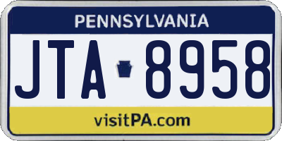 PA license plate JTA8958