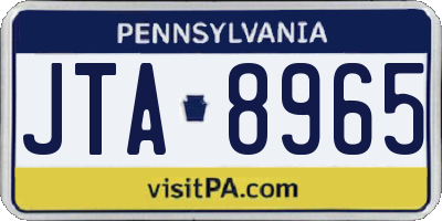 PA license plate JTA8965