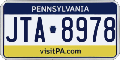 PA license plate JTA8978