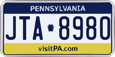 PA license plate JTA8980
