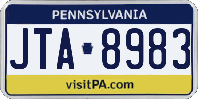 PA license plate JTA8983