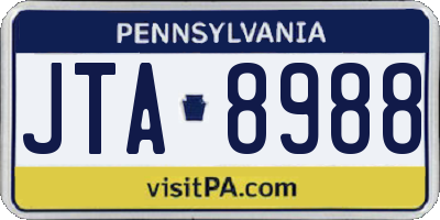 PA license plate JTA8988