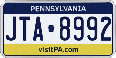 PA license plate JTA8992