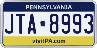 PA license plate JTA8993