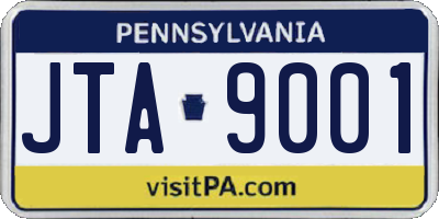 PA license plate JTA9001