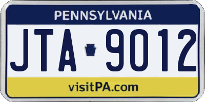 PA license plate JTA9012