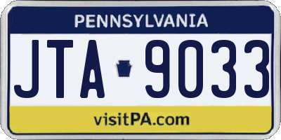 PA license plate JTA9033