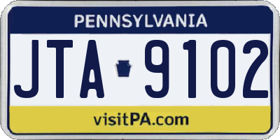 PA license plate JTA9102