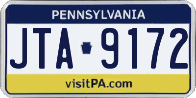 PA license plate JTA9172